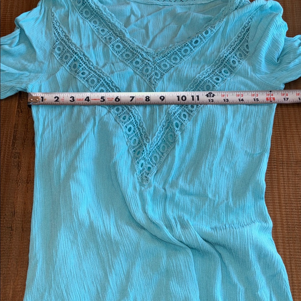 Wrangler Rock 47 Teal V-Neck Guaze Tunic Dress large. EUC - Picture 6 of 8
